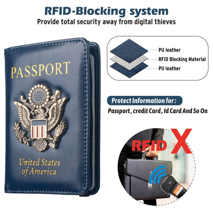 Coowayze Passport Holder for Men Women RFID Blocking US Passport Cover Case, Waterproof Leather Passport Book Protector with Vaccine Card Slot Travel Document Organizer