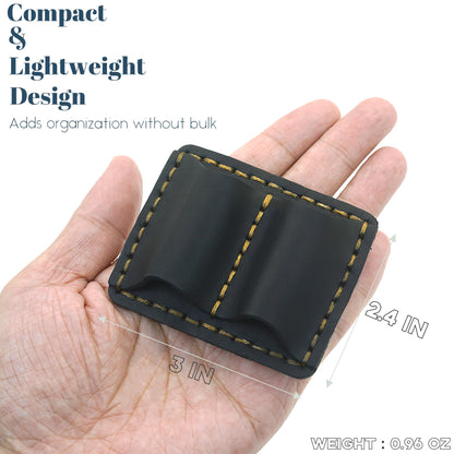 ESSSO Pen Holder for Notebook – Handmade Vintage Top-Grain Leather Notebook Pen Holder with Clip & Pen Loop for Journal, Planner & Bible (Black)