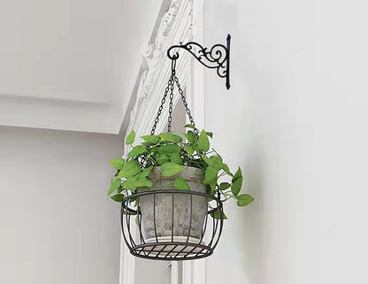 N+A Sunshine Iron Metal Hanging Planter Bracket, 2 Pack Wall Hooks for Hanging Birds Feeders, Latern, Wind Chimes, Coat, Decorative Indoor Outdoor (Black)