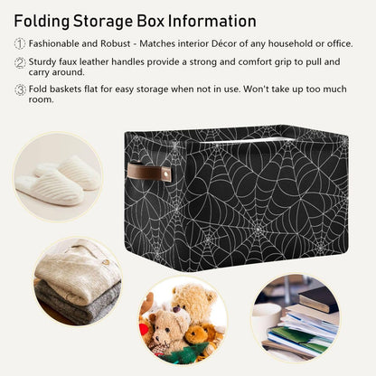 ALAZA Halloween Spider Web Black Foldable Storage Box Storage Basket Organizer Bins with Handles for Shelf Closet Living Room Bedroom Home Office 1 Pack