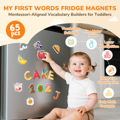 JoyCat Kids Magnets – 26 Cute Objects, Alphabet Uppercase Letters, and 0-9 Numbers, Math Fridge Magnets for Toddlers, Fun Educational Spelling Learning Gift for Toddlers & Kids