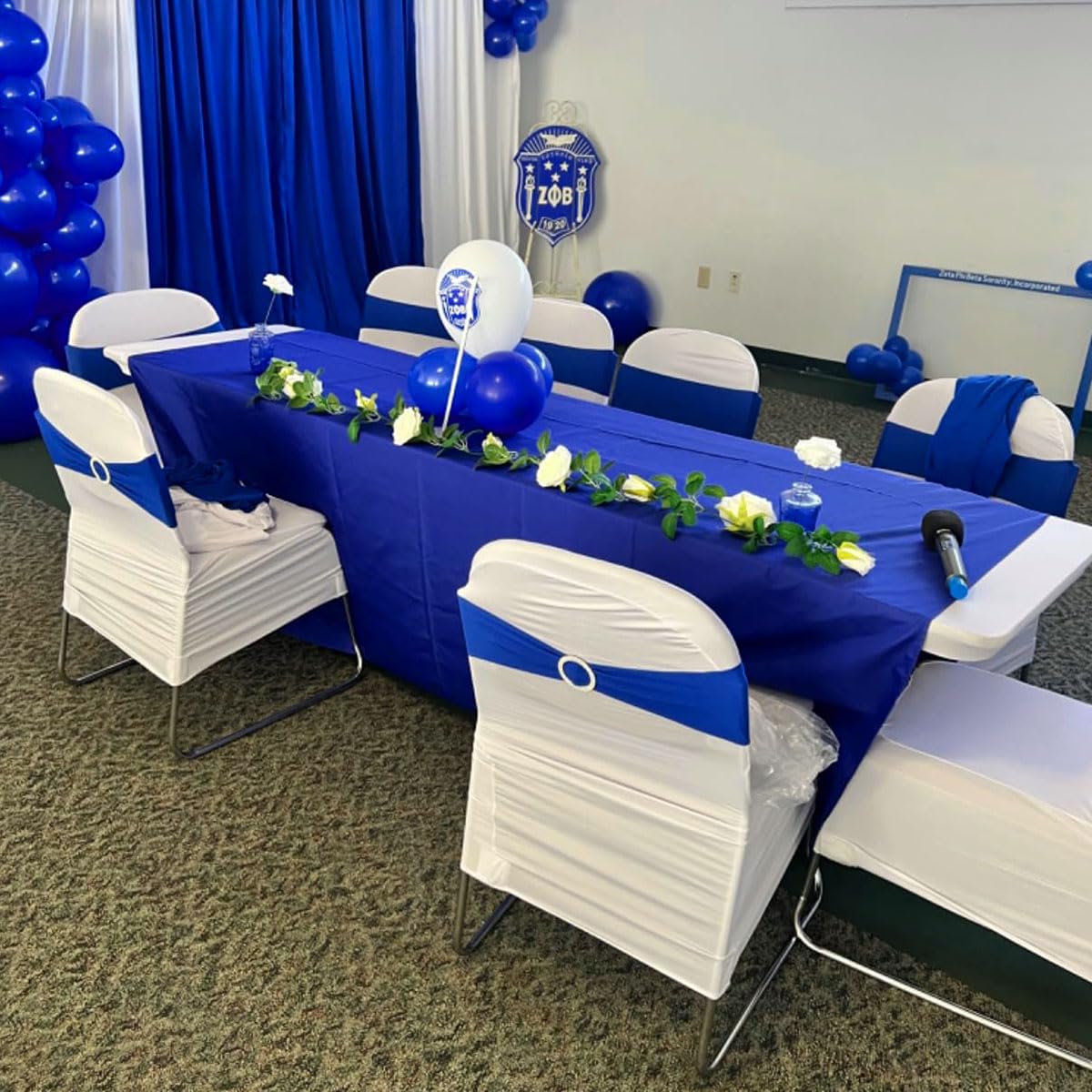 Albassa Chair Sashes Spandex Stretch Chair Bows with Buckle Slider for Wedding Party Decorations (Blue, 25PCS)