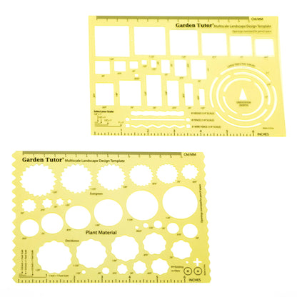 Garden Tutor Multiscale Garden & Landscape Design Templates 2 Precision-Cut Translucent Yellow Architectural & Drafting Tools for Garden, Yard & Landscape Design