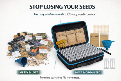 Seed Storage Organizer Kit with 120 Containers, Seed Saver Storage Box for Seed Collection & Preservation, Seed Envelopes, Labels, Funnel & Tweezers, Garden Seed Organizer for Gardeners