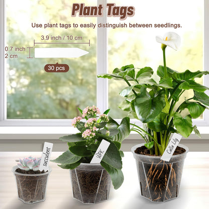 VIOBEPASS Clear Nursery Pots with Drainage, 40 Pack Transparent Plastic Orchid Planters, 3 Sizes Plant Pots 6/5/4 Inch with 40 Plant Labels for Seedlings, Succulents, Indoor/Outdoor Repotting