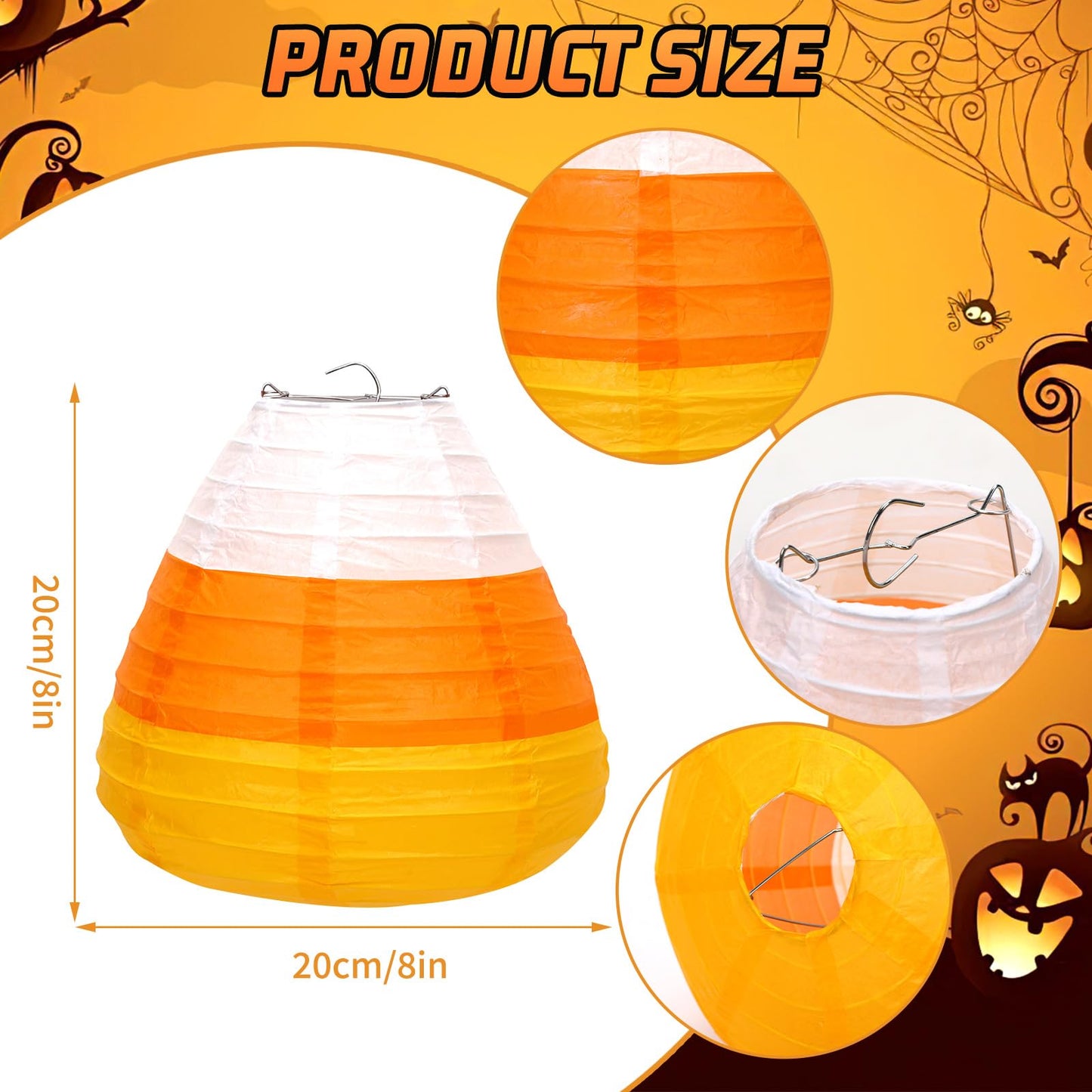 DECYOOL 12PCS Halloween Paper Lanterns, 3D Candy Corn Hanging Ornaments