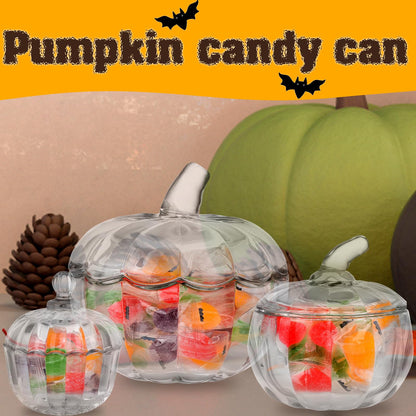 3 Pcs Halloween Pumpkin Candy Jar with Lids Glass Candy Bowl Cute Clear Cookie Storage Jar Crystal Candy Dish Office Desk Decorative Jars for Halloween Party Decoration Home Holiday Supplies Gift