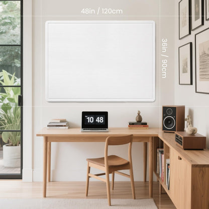 lightomorrow Large Bulletin Board - 48 x 36 Inches, Decorative Felt Pin Board for Wall - 4' x 3' Foldable Photo Display Board with Self-Adhesive Tape, Includes 20 Push Pins - White