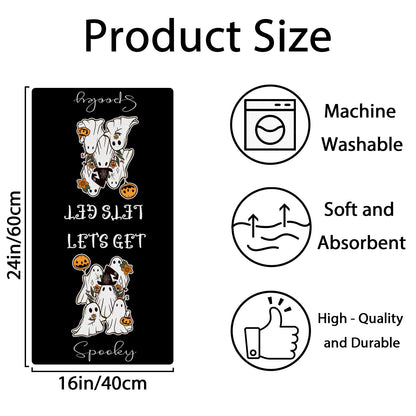 Zeptrix Kitchen Towels Halloween Kitchen Towels Funny Hand Towel for Bathroom Halloween Bathroom Decortions Pumpkin 4 Pcs Bat Ghost Truck Dish Cloths Gift for Home Wall Decor 16x24 Inch(White Black)