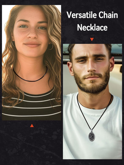 FaithHeart Genuine Leather Necklace Cord for Men Unique Solid String Wax Rope Neck Chains for Dad 16-30inch Black Chains