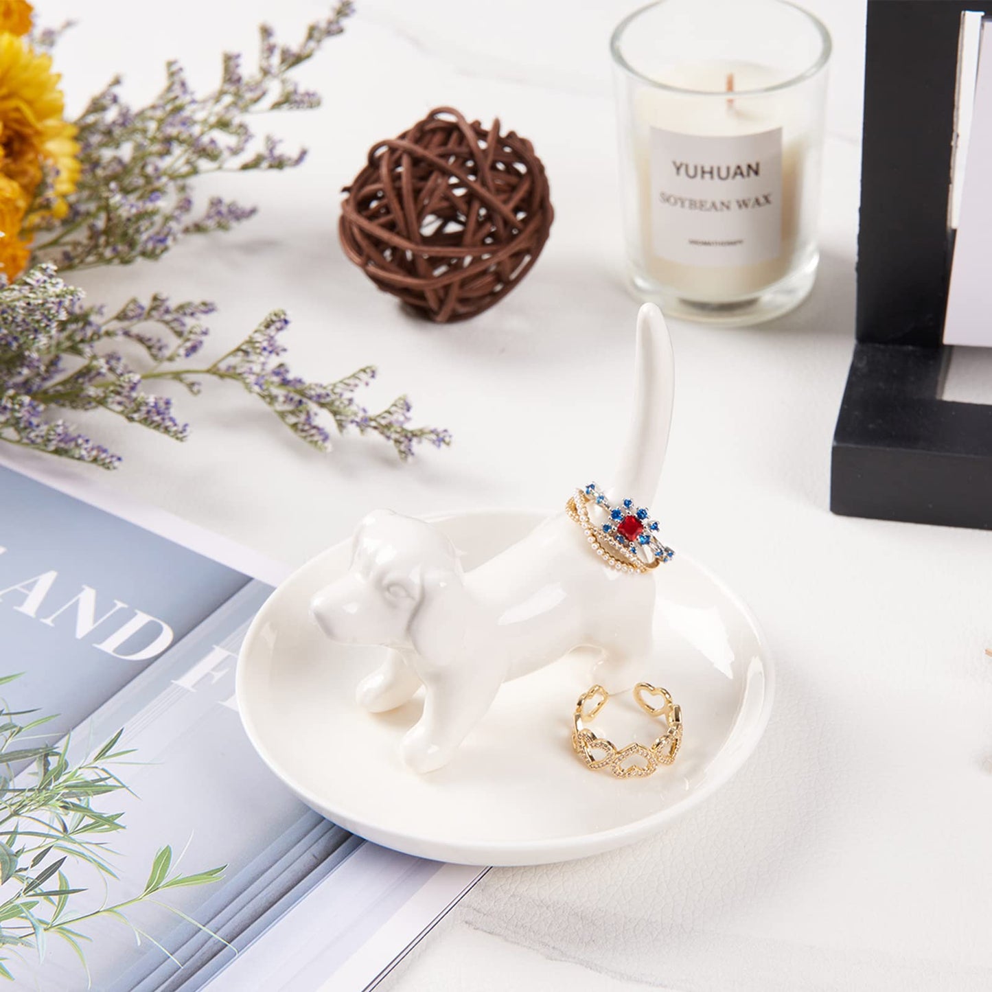 Spegiffu Dog Mom Gifts for Women - Dog Ring Holder Jewelry Dish Tray, Ring Stand for Ring Organizer, Funny Dog Themed Gifts for Dog Lovers, Dog Mom, Birthday Valentine's Xmas Gifts for Women