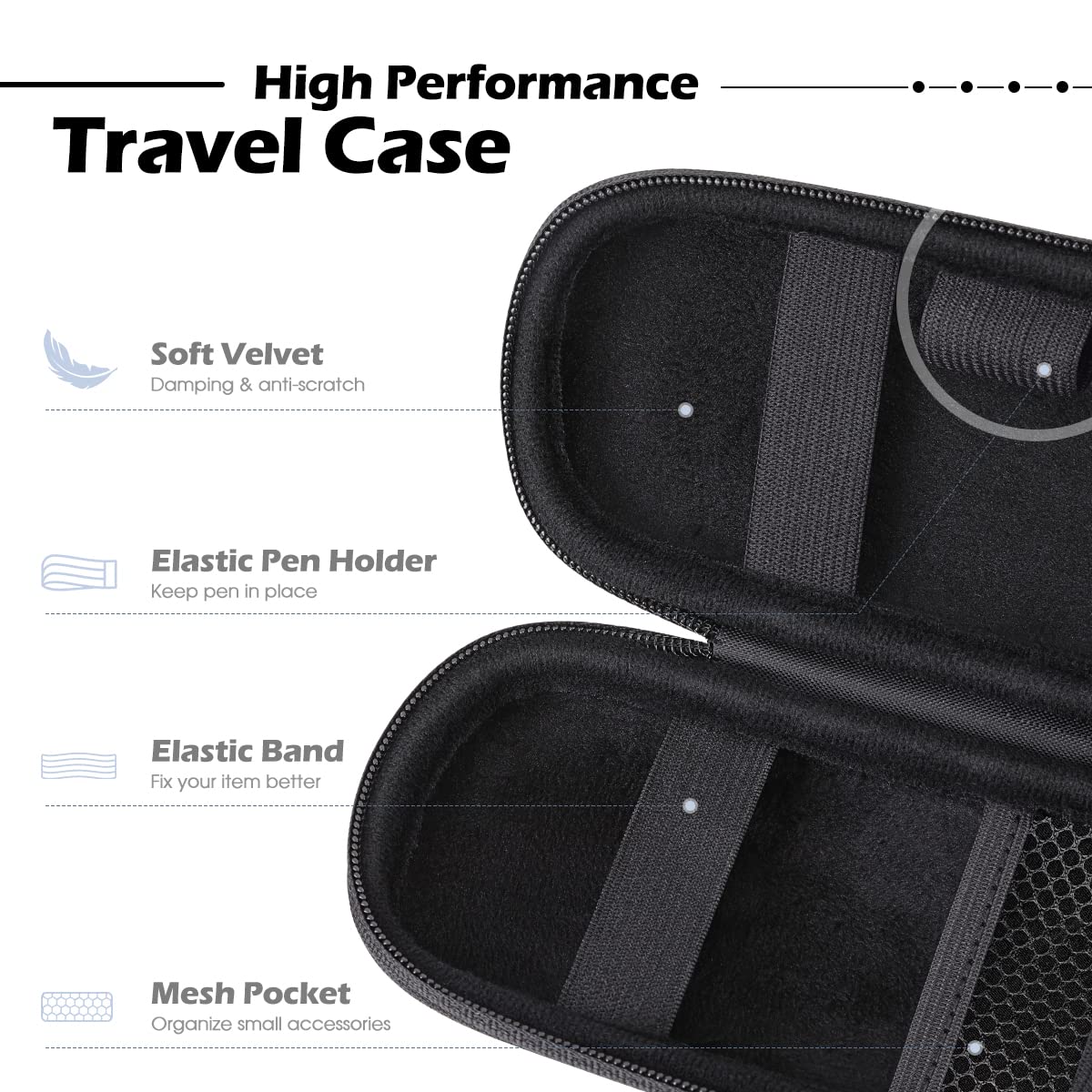 AGPTEK Case Holder for Apple Pencil, Slim PU Leather Carrying Case Pouch Cover Compatible with Apple Pen Accessories, USB Cable, Earphone,Samsung Stylus iPad Pro Pen/Pencil, Recording Pen, Black