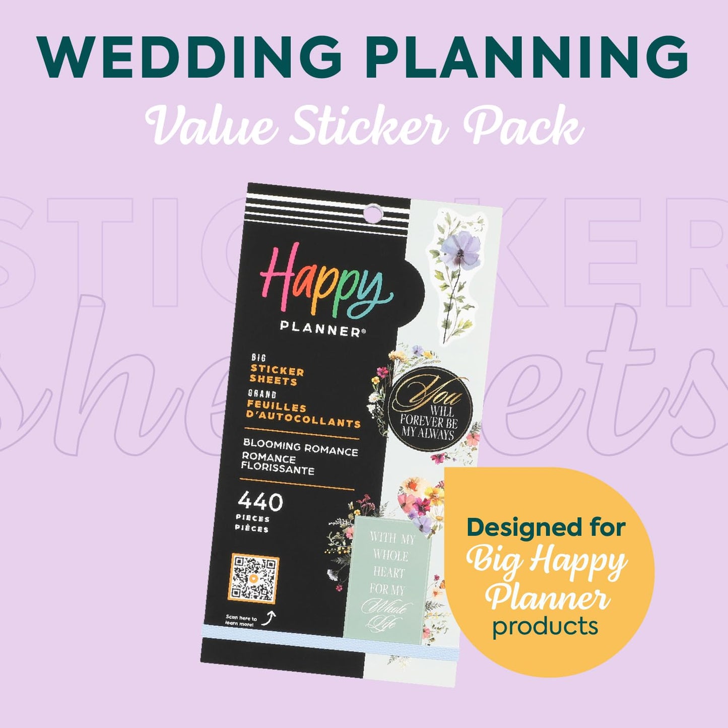 Happy Planner Blooming Romance 30-Sheet Classic-Size Sticker Pack for Wedding Planning