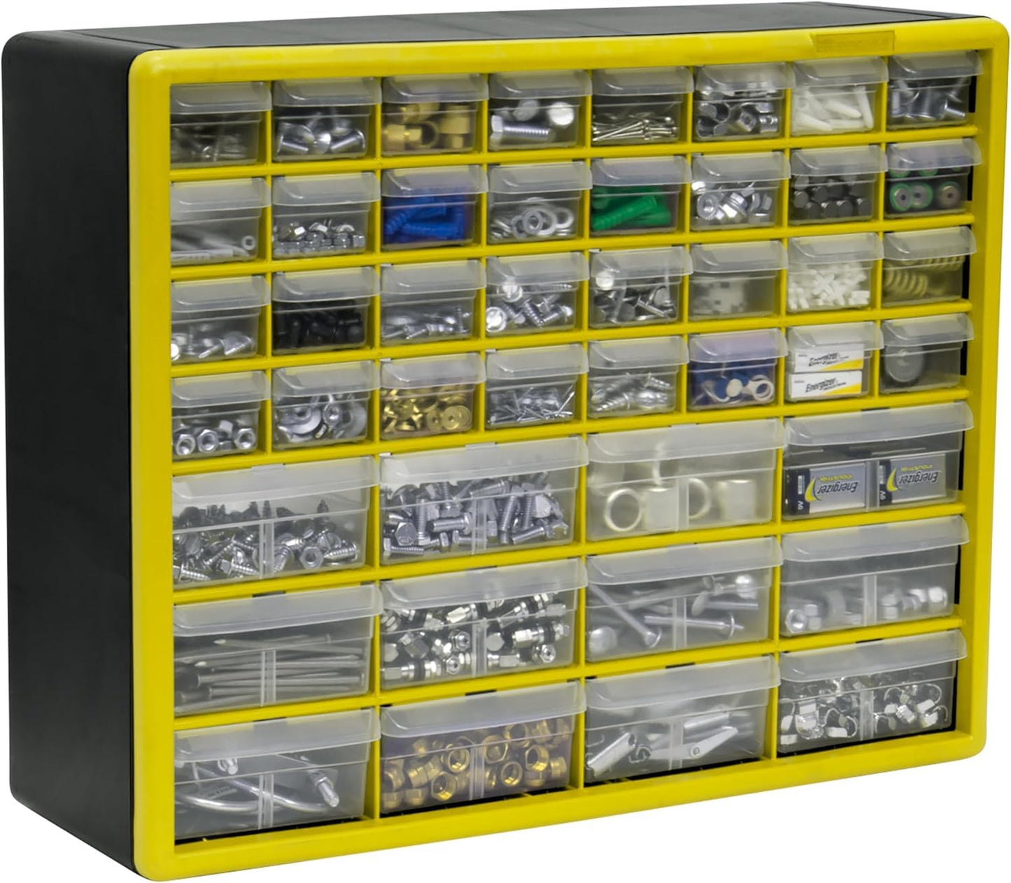 Akro-Mils 44-Drawer Plastic Drawer Storage Cabinet for Garage Organization, Bead Organizer, Building Bricks Storage, Teacher Toolbox, Makeup Organizer, 20" W x 6" D x 16" H, 10144 Yellow