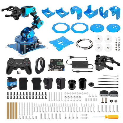 Robotic Arm for Arduino Coding Programming 6DOF Hiwonder-xArm1S STEM Educational Building Robot Arm Kits, 6 AXIS Full Metal Robotic Arm Wireless Controller/PC/App/Mouse Control Learning Robot