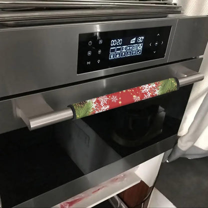 Goronwyfloyd 4 Pieces Refrigerator Microwave Handle Covers, Christmas Tree Pinecone Snowflake Kitchen Appliance Protective Sleeve for Ovens Dishwashers Cabinets Keep Clean