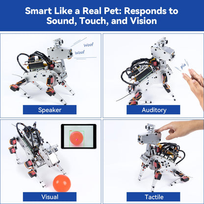 SunFounder AI Robot Kit with Raspberry Pi Zero 2 W+32G TF Card, ChatGPT-4o Enabled with Voice Command & Video Recognition, App Control, FPV, 12 Servos, Gyroscope, Camera, Mic