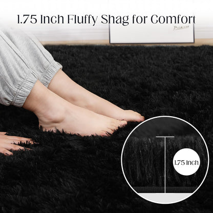 Puremy Black Area Rug, 5x7, Soft Plush for Living Room, Bedroom & Nursery, Non-Slip Indoor Carpet for Study, Kids Room Decor