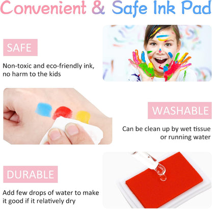 Fstaor 24 Colors Craft Ink Pads for Rubber Stamps, Washable Kids Ink Pads for Paper, Wood, Fabric, Fingerprint, Scrapbooking, DIY Arts & Crafts Supplies for Card Making
