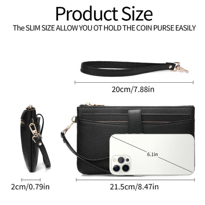 GAEKEAO Wristlet Wallets for Women Clutch Purses RFID Blocking Vegan Leather Card Phone Holder with 10 Card Slots 2 ID Window