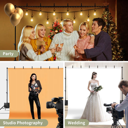 Backdrop Stand 10x7ft(WxH) Photo Studio Adjustable Backdrop Stand Kit Photography Backdrops with 4 Crossbars, 6 Clamps, 4 Spring Clip, 2 Sandbags and Carry Bag for Parties/Wedding/Photography
