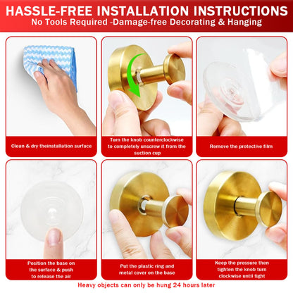 4 Pack Suction Cup Wreath Hanger, New No Drill Suction Cup Hooks for Door Wreaths, Reusable Holder for Glass Window, Door, Fall, Halloween, Christmas, Welcome Sign(Gold)