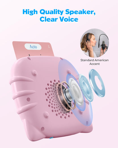 Airbition Bilingual Pink Spanish and English Talking Flash Cards, Pocket Speech Therapy Toy with 510 Words, Montessori Language Learning Toy, Children's Sensory Learning Kits
