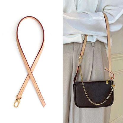 jiesinlov Genuine Vachetta Leather Replacement Bags Thin short Strap Shoulder Purse Straps for Multi Pochette Boulogne pouchette Montaigne Accessories 20INCH (0.39Width Single one Buckle 23.5Length)