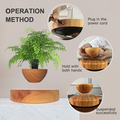 INLETTER Floating Magnetic Levitating Flower Pot Bonsai Air Plant Pot Planter Potted for Home, Office & Desk Decor Gift,A,1