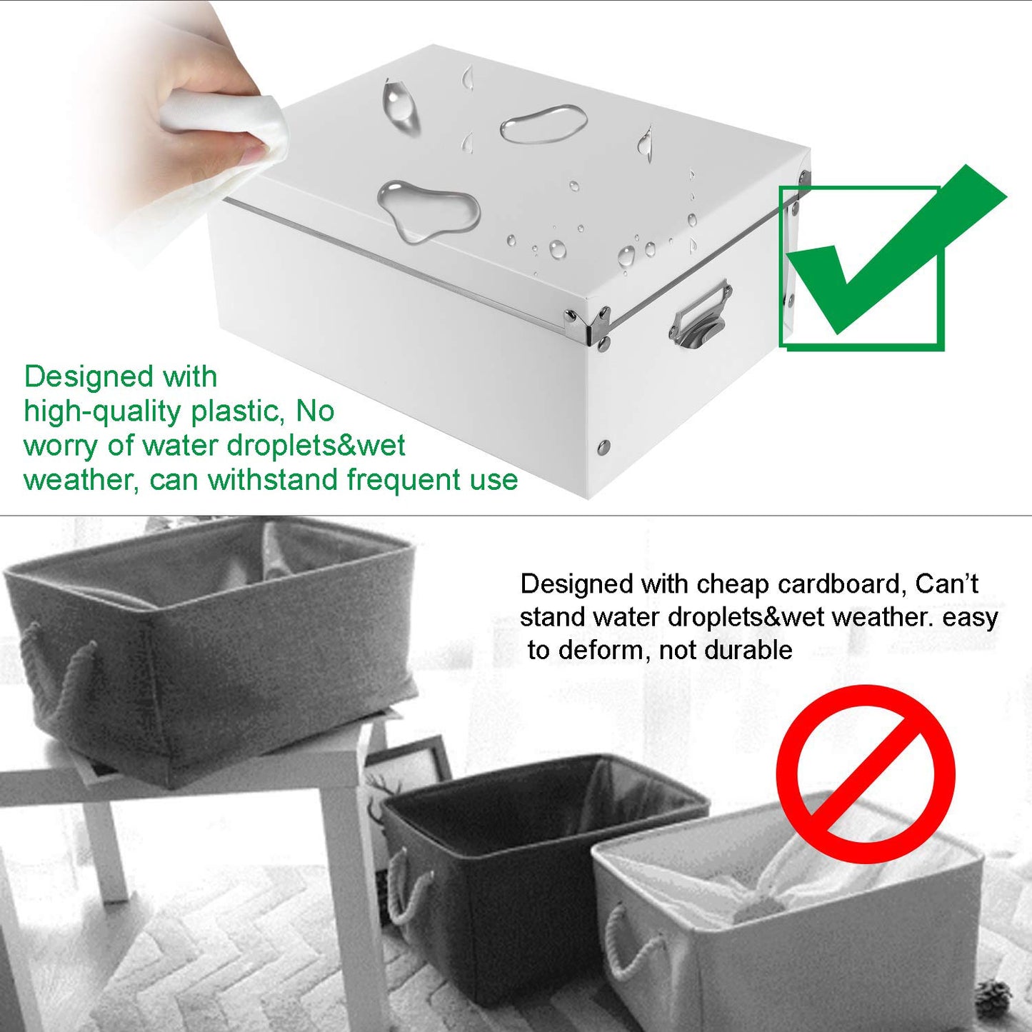 SEEKIND Decorative Storage Boxes with Lids,Water-Proof Storage Bins for Shoes,Clothes,Office …
