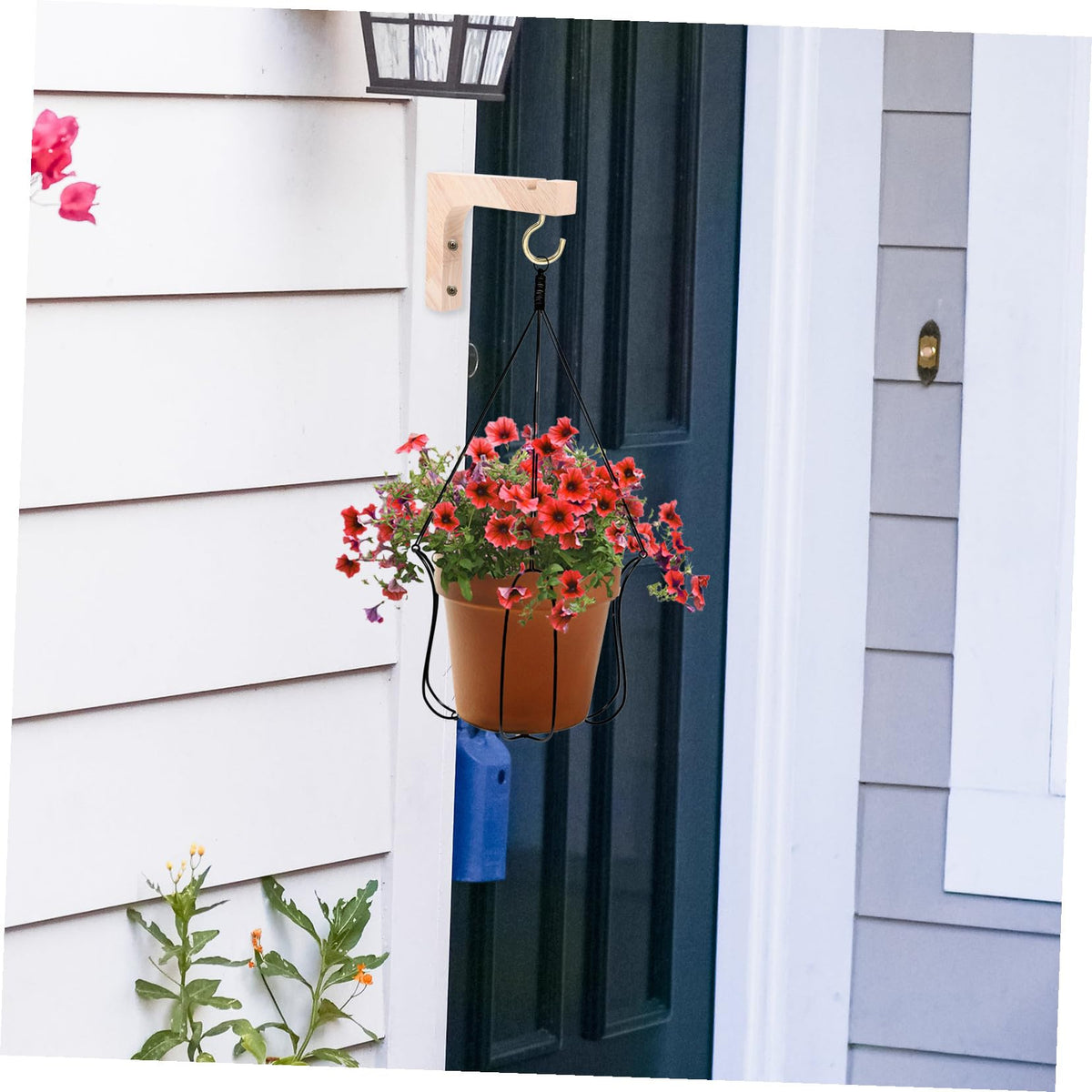SEWOART Wooden Plant Hanger Hooks 2pcs Wall Mount Heavy Duty Plant Brackets for Indoor Outdoor Hanging Planters Natural Wood Finish Supports