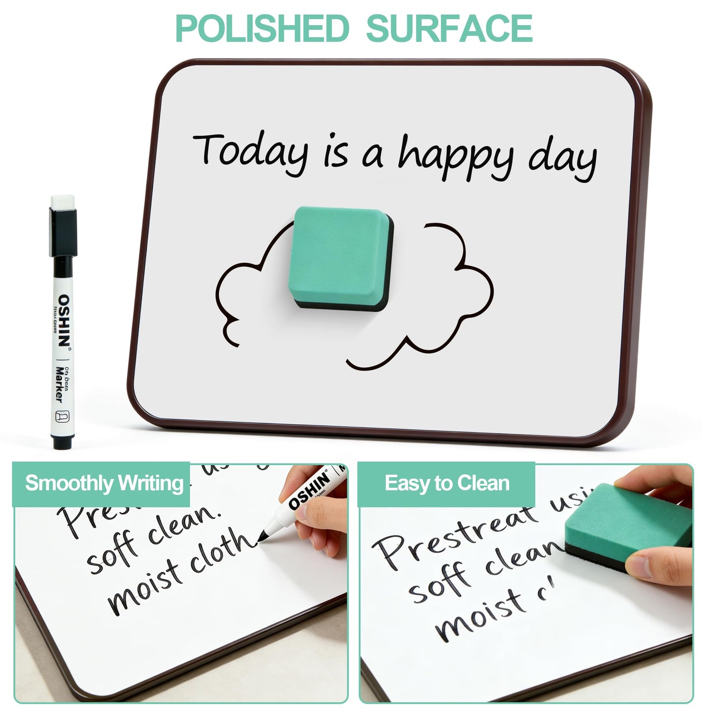 6 Pack Small White Boards, 9"x12" Double Sided Personal Dry Erase Boards Portable Handheld Whiteboards for Kids, Students, Teacher School, Include 6 Markers, 6 Erasers, 6X52 Pcs Letters