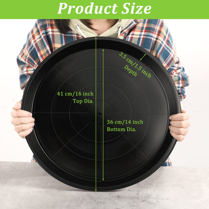 Eccliy 12 Pcs Plastic Plant Saucers Round Plant Tray Large Flower Pot Heavy Duty Planter Water Trays Thick Planter Drip Saucers for Indoors and Outdoors(16 Inch,Black)