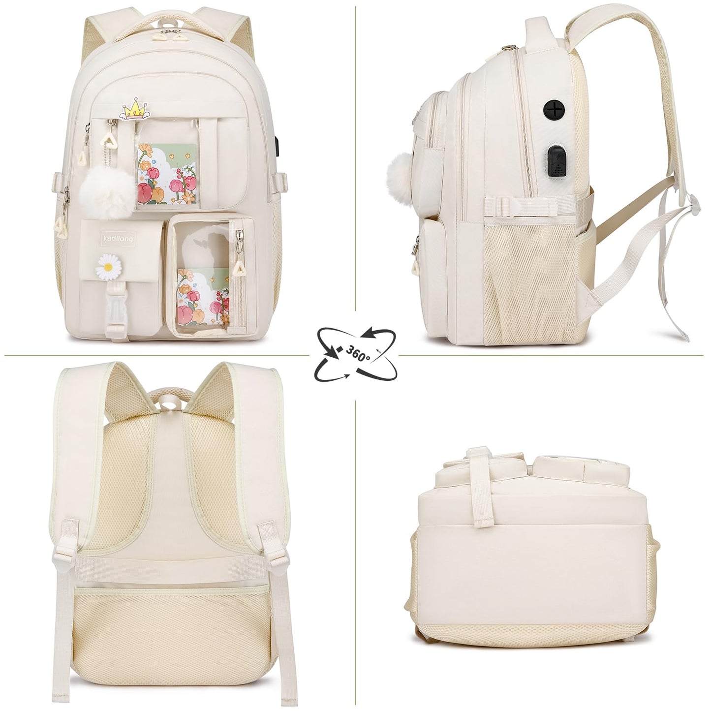 kadilong School Backpack for Teen Girls,Cute Backpacks for Women Aesthetic Bookbag Laptop Bag Back Pack for Middle School