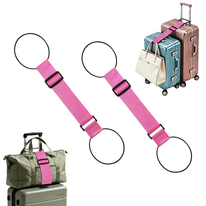 Luggage Straps for Suitcases, 2 Pack Adjustable Luggage Connector Straps, Multi-Use Elastic Straps with Buckles, Travel Straps for Luggage, Luggage Accessories(2 Pink Items)