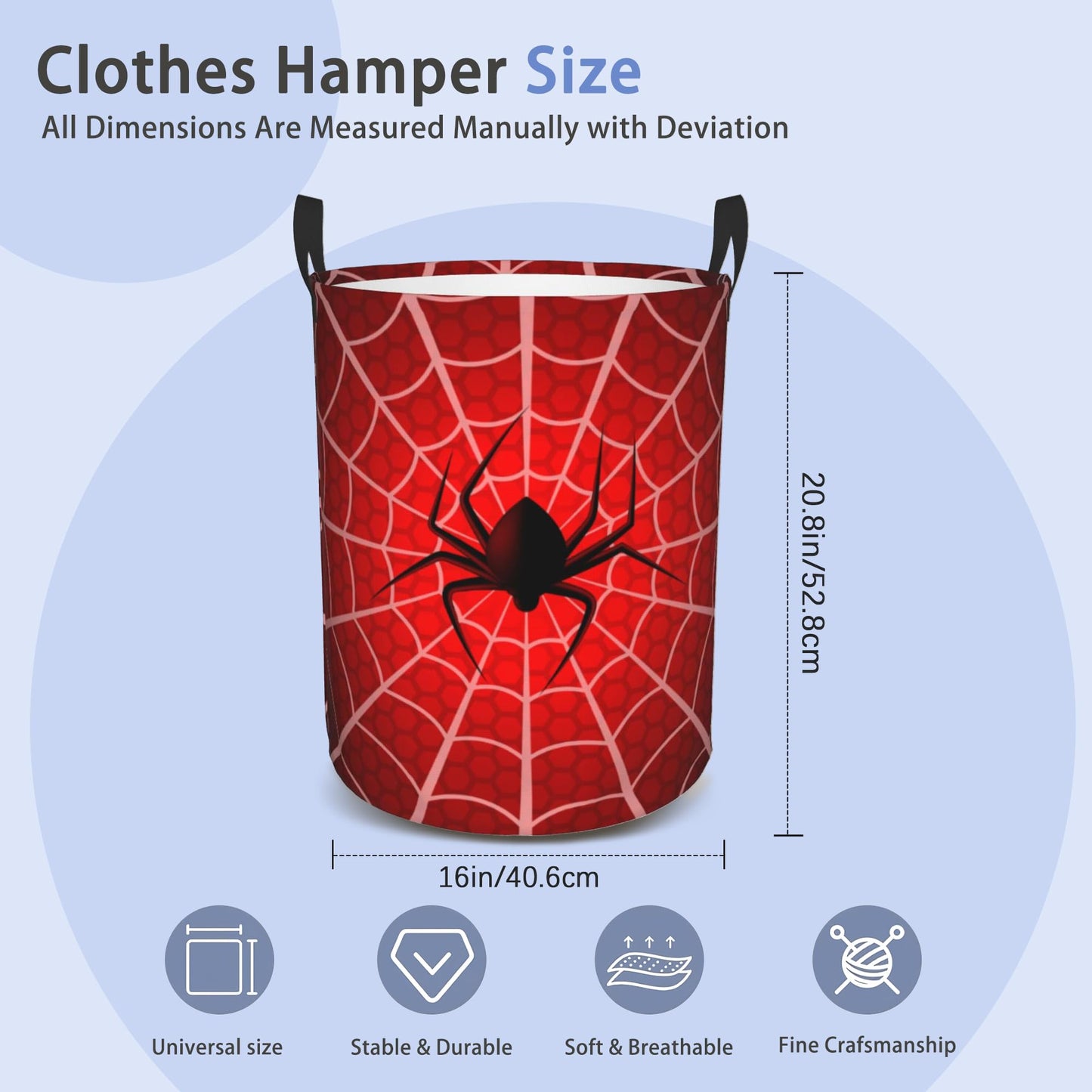 Laundry Basket, Dirty Clothes Basket, Foldable Waterproof Oxford Cloth Storage Basket for Bedroom, Bathroom, Clothes,Large Storage Basket Home Decoration(Red Spider Web)