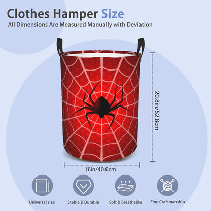 Laundry Basket, Dirty Clothes Basket, Foldable Waterproof Oxford Cloth Storage Basket for Bedroom, Bathroom, Clothes,Large Storage Basket Home Decoration(Red Spider Web)