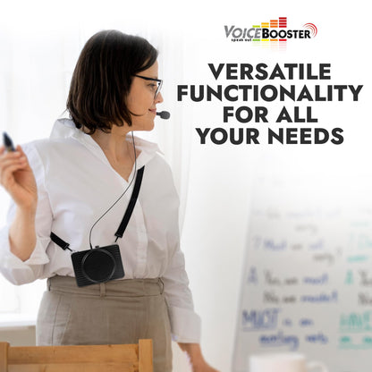 Voicebooster Portable Voice Amplifier for Teachers - 20W Rechargeable Portable Speaker & MP3 Player with Wearable Microphone Headset for Classroom, Tour Guide, Elderly, Public Speaking - MR2300