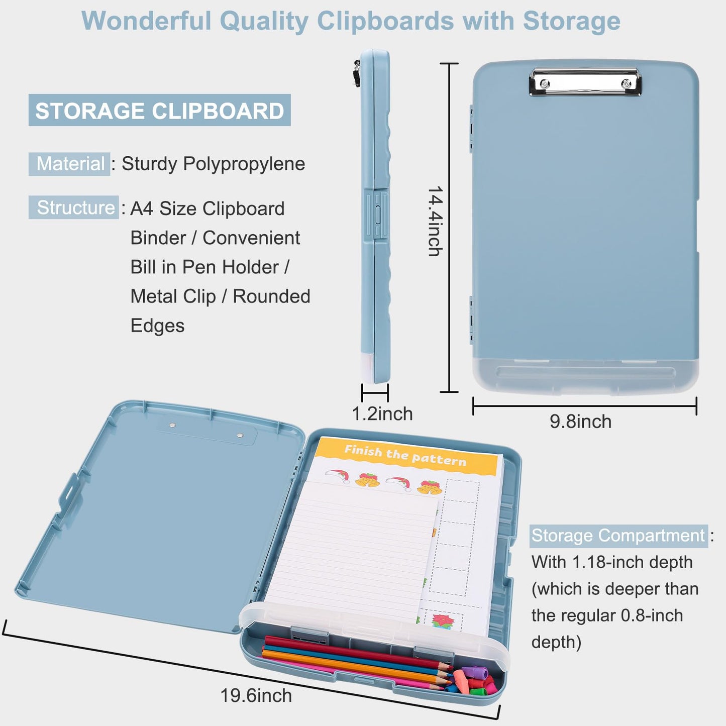SFLHHDM Clip Boards 8.5x11 with Storage, Heavy Duty Storage Clipboard, Nursing Clipboard Folder with Pen Holder, Clipboards with Low Profile Clip, Nurse Clipboards Binder Case for Classroom