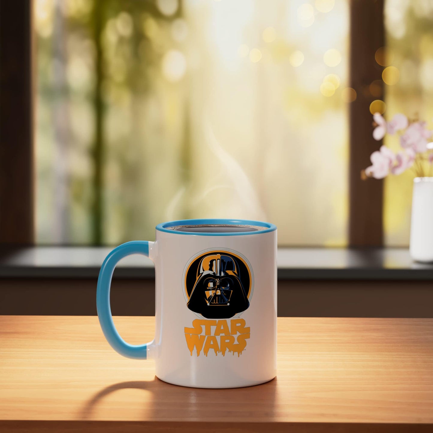 Star Wars Darth Vader Spooky Dripping Logo Halloween Ceramic Mug, Blue/White