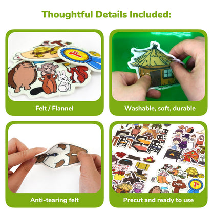CHEFAN Felt Board Story Set, Flannel Board Stories for Toddlers Preschool, Three Little Pigs, Goldilocks and Three Bears, Hansel and Gretel, The Hare and Tortoise