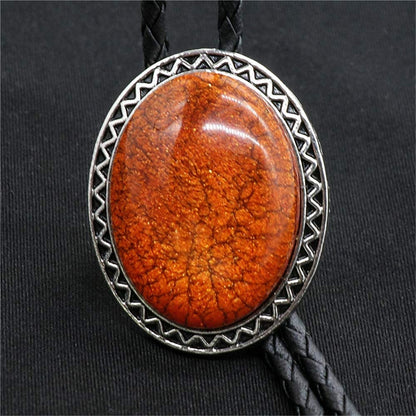 Himongoo Bolo Tie for Men & Women – Orange Coral Stone Western Necklace, Adjustable Cowboy Wedding Jewelry