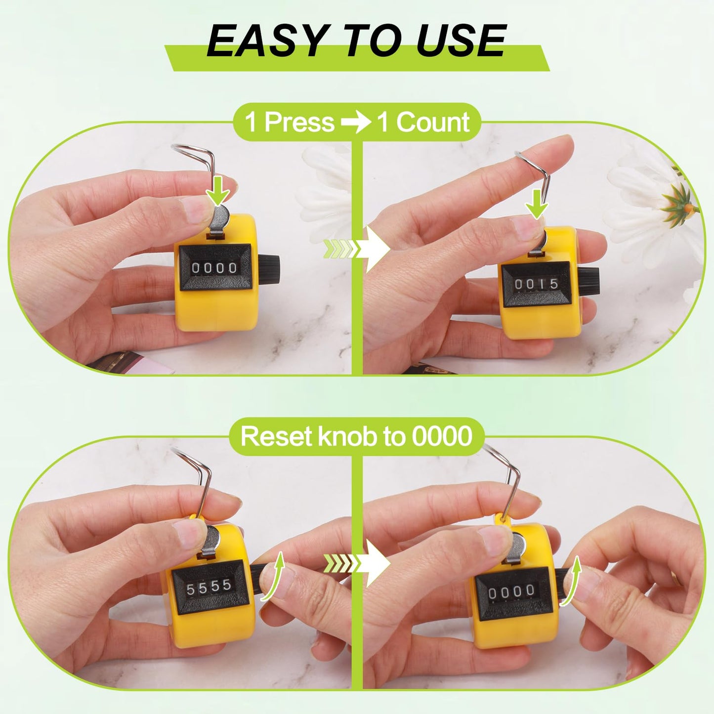 10 Pieces Handheld Tally Counter 4 Digit Mechanical Clicker Counter Multicolour Handheld Counter Clicker Plastic Pitch Counter for Counting School Golf Coaching Sports Knitting Events (10 PCS)