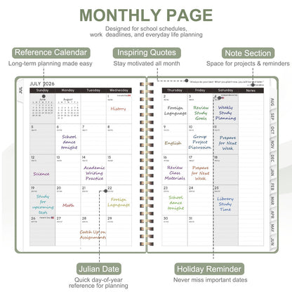 Planner 2026-2027, Academic Weekly and Monthly Calendar Planner, July 2026 - June 2027, Hardcover Planning Agenda Book for Desk Accessories and School Supplies - A5 Size (6.3'' x 8.5'')