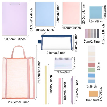 Colarr 54 Pcs Cute Notebook Stationery Set for Women, Bible Study Supplies, 6 Lined Notebooks, 36 Pens, Sticky Notes & Tabs, Bags & Folders for Work Journal Study College Office Supply(Macaron Color)