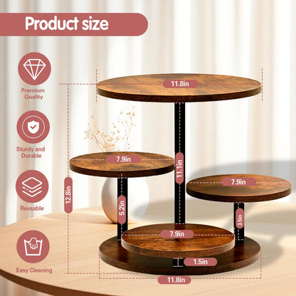 NANXITU 4 Tier Cupcake Tower Stands for 50 Cupcakes,360° Rotatable Round Cup Cake Stand with Tiered Tray,Farmhouse Wooden Dessert Table Display Stands for Wedding Birthday Baby Shower Tea Party