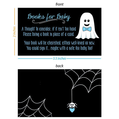 25 Ghost Books for Baby Card Inserts for Halloween Little Boo Baby Shower - Blue