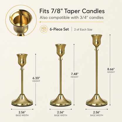 DeepWhale Candlestick Holders Set of 2 (6 PCS)
