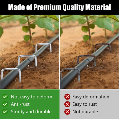 FEED GARDEN 6 Inch 100 Pack Galvanized Landscape Staples Plant Cover Stakes 11 Gauge Tent Stakes Garden Stakes Landscaping Fabric SOD Pins Yard Stakes for Decoration Weed Barrier Fabric