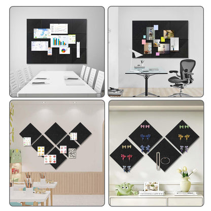 Large Cork Board for Walls 48"x 36", 12 Pack Felt Wall Tiles with Safe Removable Adhesive Tabs, Cork Board for Office,Pinboard Bulletin Board - Black